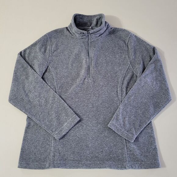 Lands' End Women’s Gray Fleece Quarter Zip Pullover Sweatshirt Jacket - Picture 5 of 16